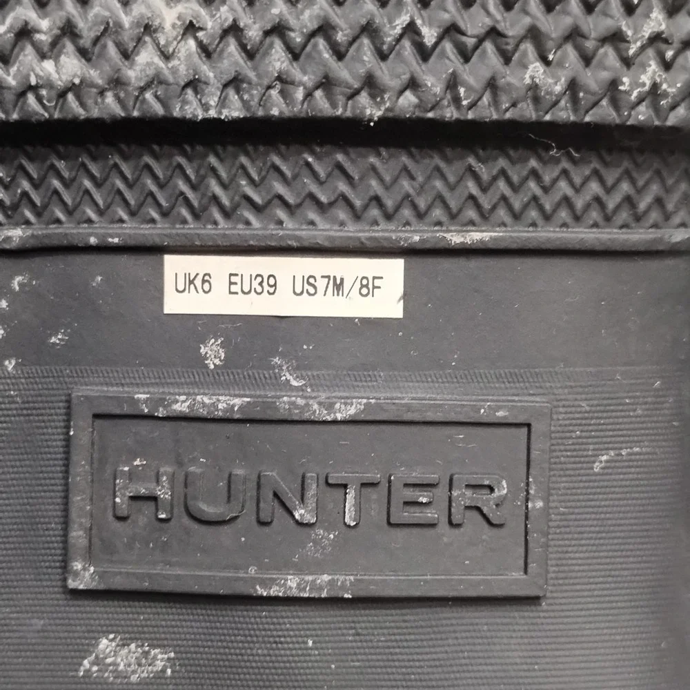 Hunter Original Short Biker Boots Womens US 8M Black Waterproof Buckle Detail